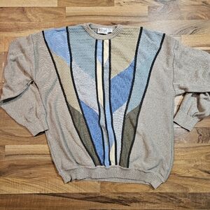 Vintage St. Croix Knits Men's Coogie-Style Geometric Sweater Cotton  XL